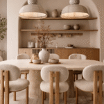 ARCO ( silla de comedor Arco - estilo japandi tapizado suave - estructura de madera clara)