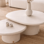 Aman ( pack 2 mesas  de centro Aman de diseño orgánico con acabado mate )