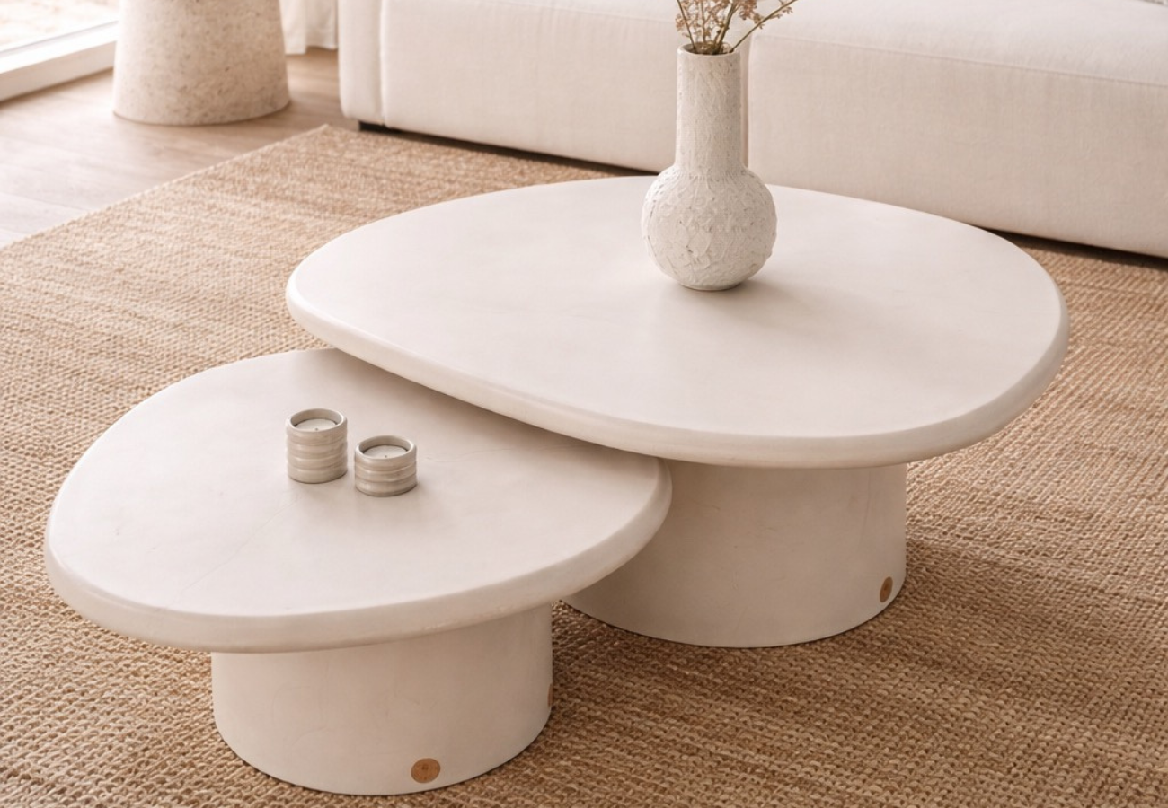 Aman Aman ( pack 2 mesas de centro Aman de diseño orgánico con acabado mate ) - Imagen 1